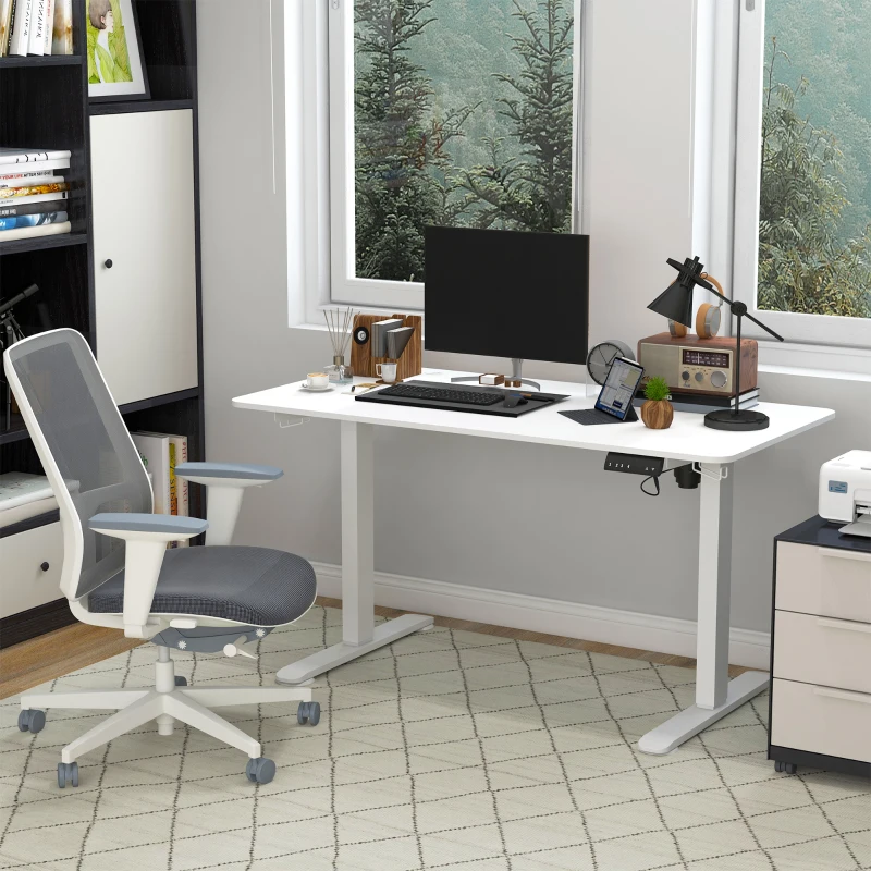 Vinsetto Stehpult höhenverstellbarer Computertisch Schreibtisch, 140 cm x 70 cm x 116 cm, Weiß(m-2)