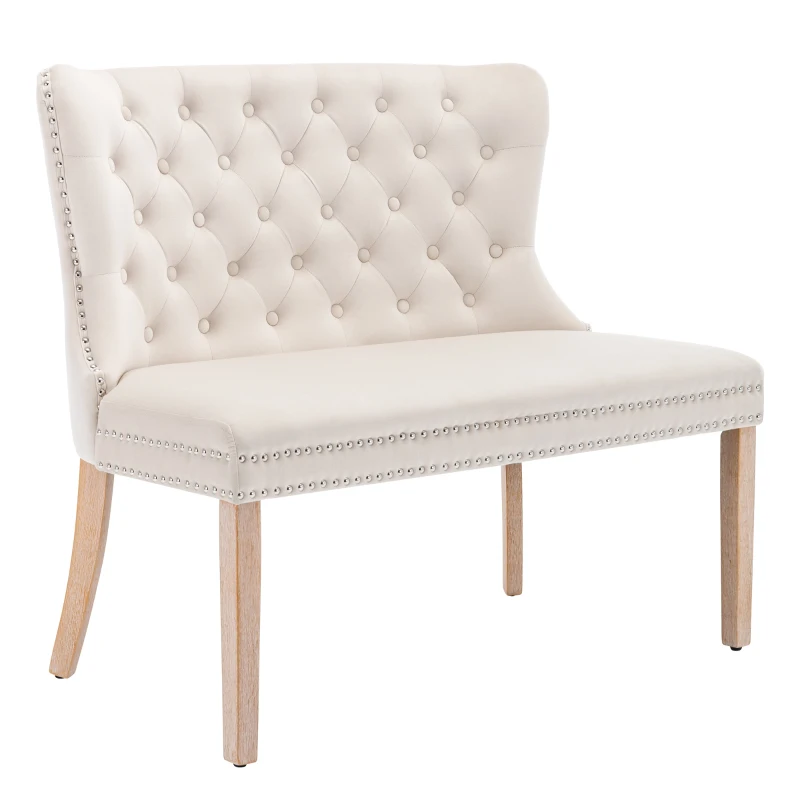 Sedia da pranzo con motivo pulsante, Sedia imbottita soggiorno, panca moderna per il tempo libero, sedia doppia, Beige