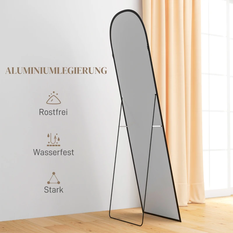HOMCOM Staande Spiegel Volledige Lichaamsspiegel Grote Spiegel, Modern Ontwerp, 50 cm x 1,5 cm x 161,5 cm, Zwart