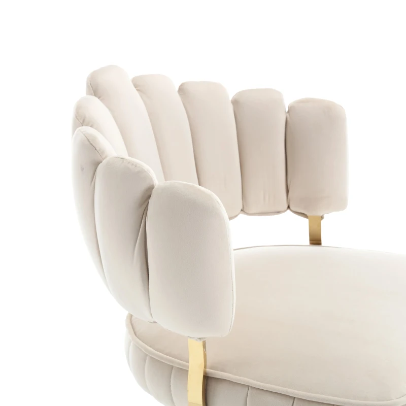 Set aus 2 höhenverstellbaren, drehbaren Barhockern mit Lehne und Fußstütze, Elfenbeinweiß