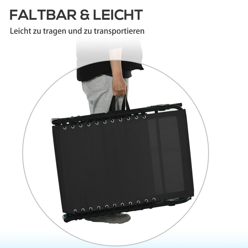 Outsunny ligbed tuin ligbed 4-traps verstelbare rugleuning zwart