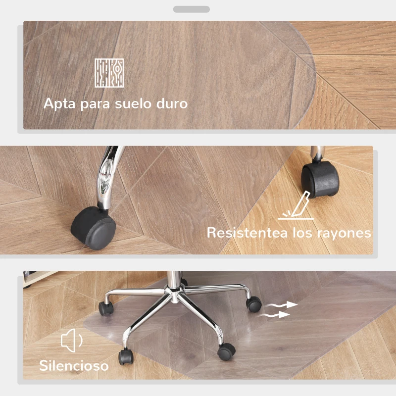 Vinsetto Conjunto de 1 Silla de Masaje Reclinable con 6 Puntos de Masaje y 1 Alfombra Protectora de Suelo Gris y Transparente