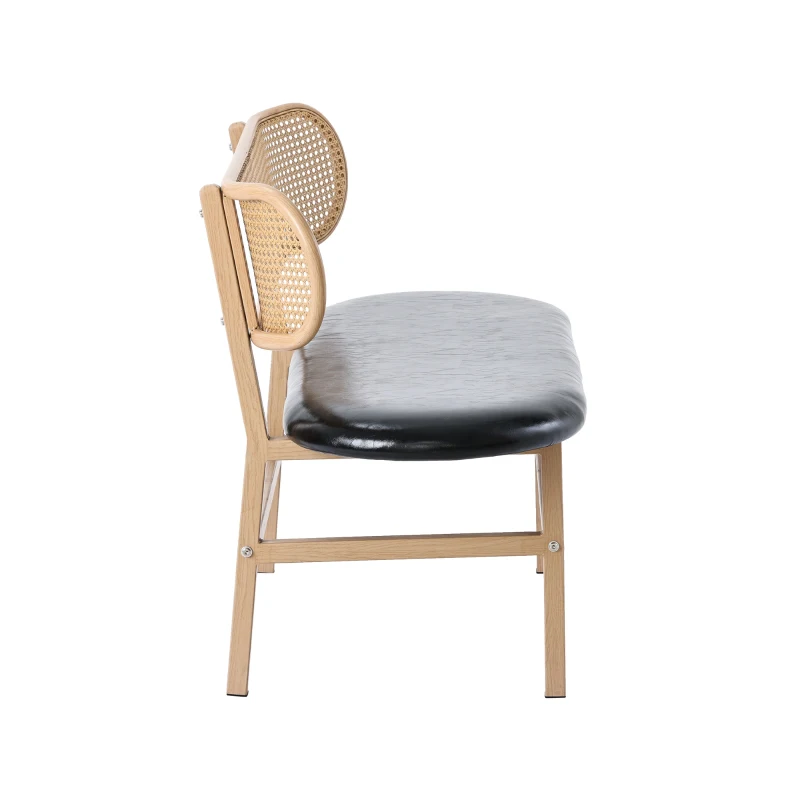 Panca da pranzo Moderna in Rattan da 2 Posti, Design Ergonomico, 143x51x22 cm, Nero+Marrone