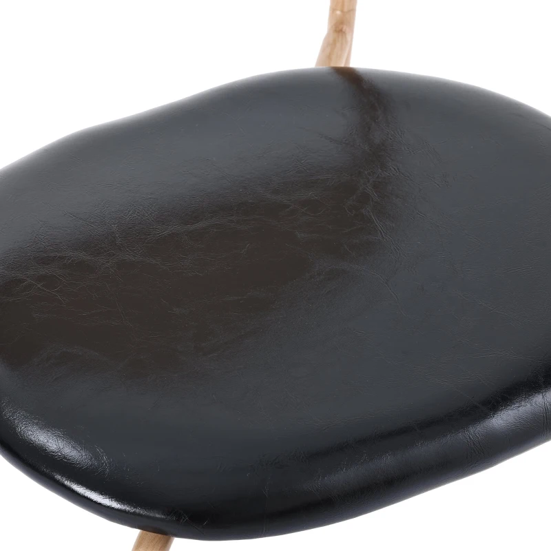 Juego de 4 Sillas de Comedor Modernas de Ratán con Estructura de Metal 46x48x80 cm Negro y Natural