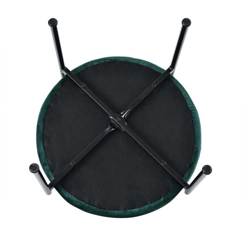 Set de 4 Sillas de Comedor de Terciopelo con Patas de Metal y Respaldo de Rejilla 45x40x75 cm Verde