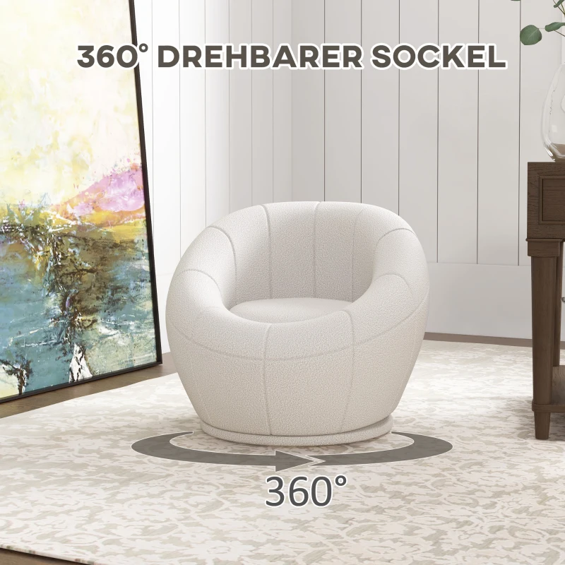 HOMCOM Fotelik Dziecięcy Meble Dziecięce Taboret, Plusz Teddy, 60 cm x 56 cm x 48 cm, Biały