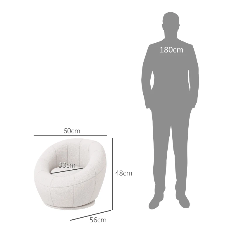 HOMCOM Fotelik Dziecięcy Meble Dziecięce Taboret, Plusz Teddy, 60 cm x 56 cm x 48 cm, Biały