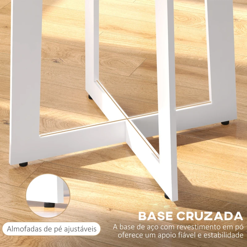 HOMCOM Mesa de Cozinha Redonda para 4 Pessoas Moderna com Tampo de Madeira e Base de Aço Cruzada Ø80x75 cm Carvalho