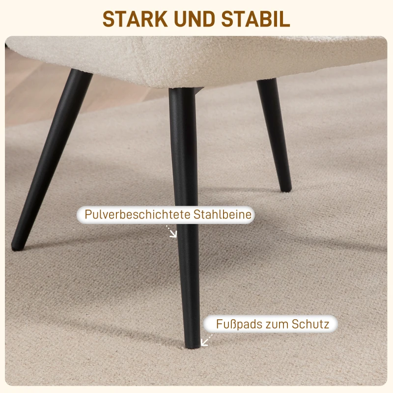 HOMCOM Gestoffeerde stoel, modern design, 71x77x102cm, Crèmewit