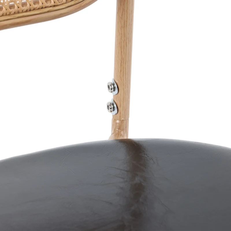 Juego de 4 Sillas de Comedor Modernas de Ratán con Estructura de Metal 46x48x80 cm Negro y Natural