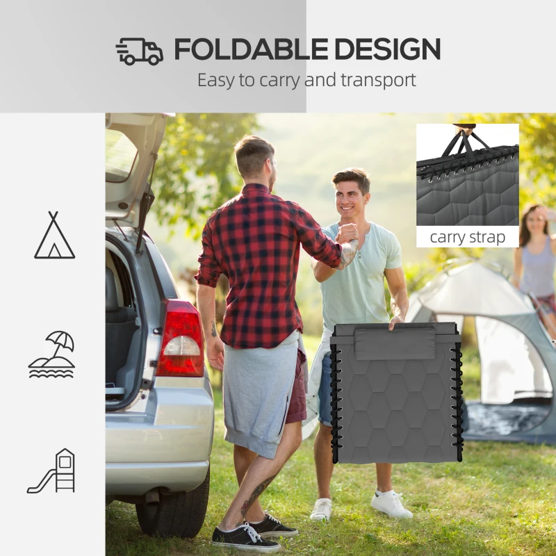 Outsunny Set of Two Sun Loungers, with Five-Position Reclining Backs - Grey