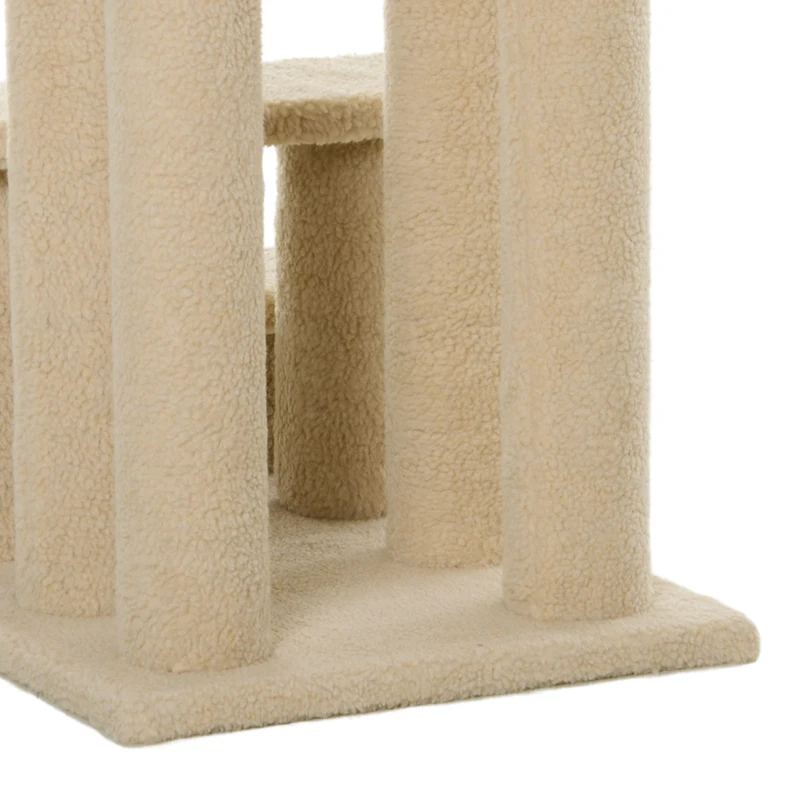 PawHut dierentrap, kattentrap, hondentrap, trap voor katten en honden, 4 treden, beige, 63,5 x 43 x 60 cm