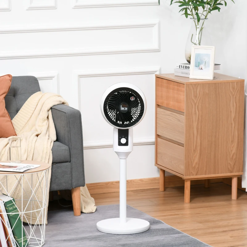 HOMCOM Standventilator Ventilator Lüfter 3 Geschwindigkeitsstufen Luftzirkulator Umluftventilator Verstellbarer 70° Oszillation Kunststoff Stahl Ø28 x 80H cm