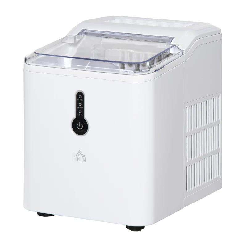 HOMCOM Ice Maker Machine, 1.5L Countertop Ice Cube Maker with Self-Cleaning, 9 Cubes Ready in 8 Mins, 12kg in 24 Hrs, No Plumbing with Basket, White