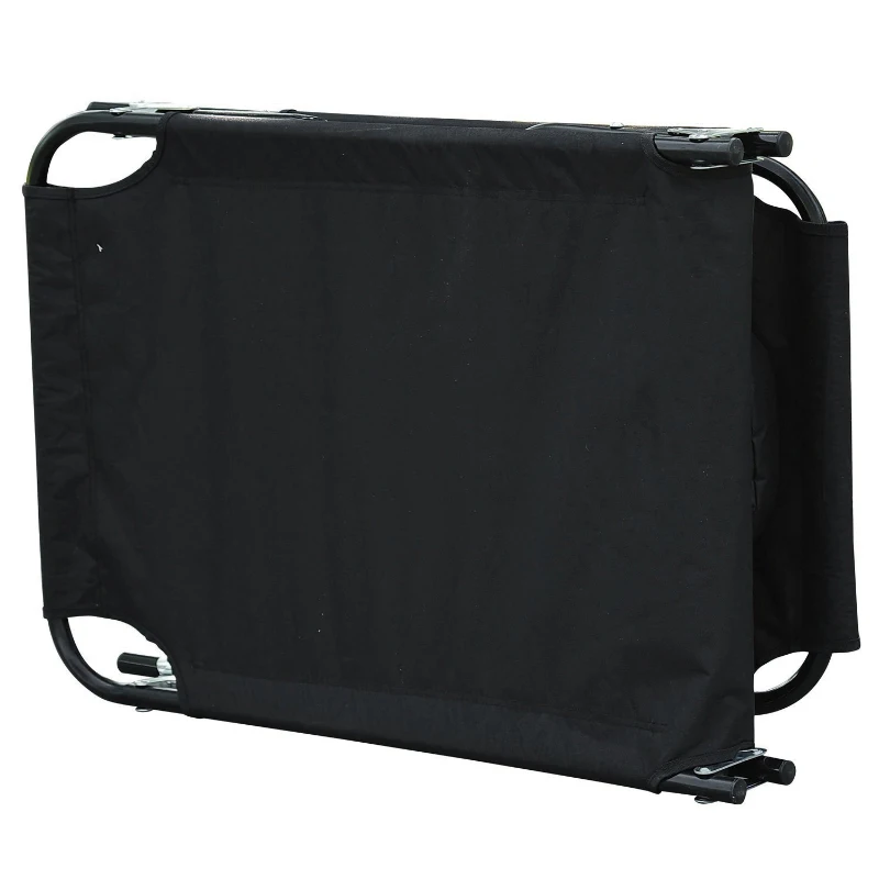 HOMCOM Transat de Jardin Chaise Longue Pliante Bain de Soleil pour Lecture Noir