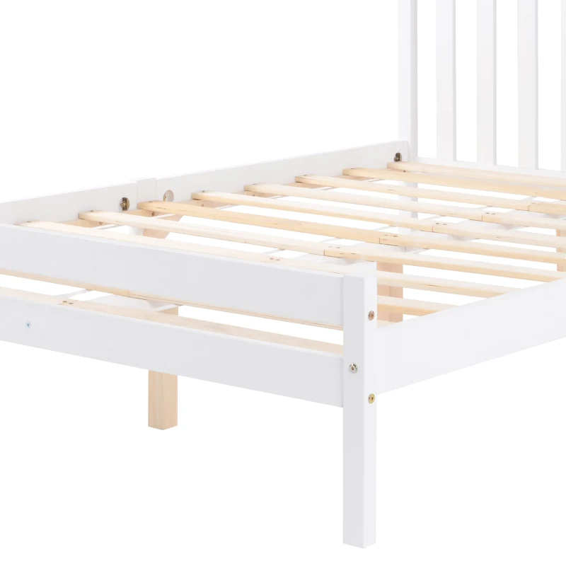 4ft6 Double Bed with Storage of 21cm Space, Premium Pine Wood Construction, Enhancing Longevity - White