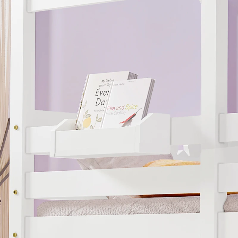 Wooden Tree House Bunk Bed with Slide and Ladder, Toddler Bed Frame for Kids, 90x190 cm, EN 747-1:2012+A1:2015 Certified, White