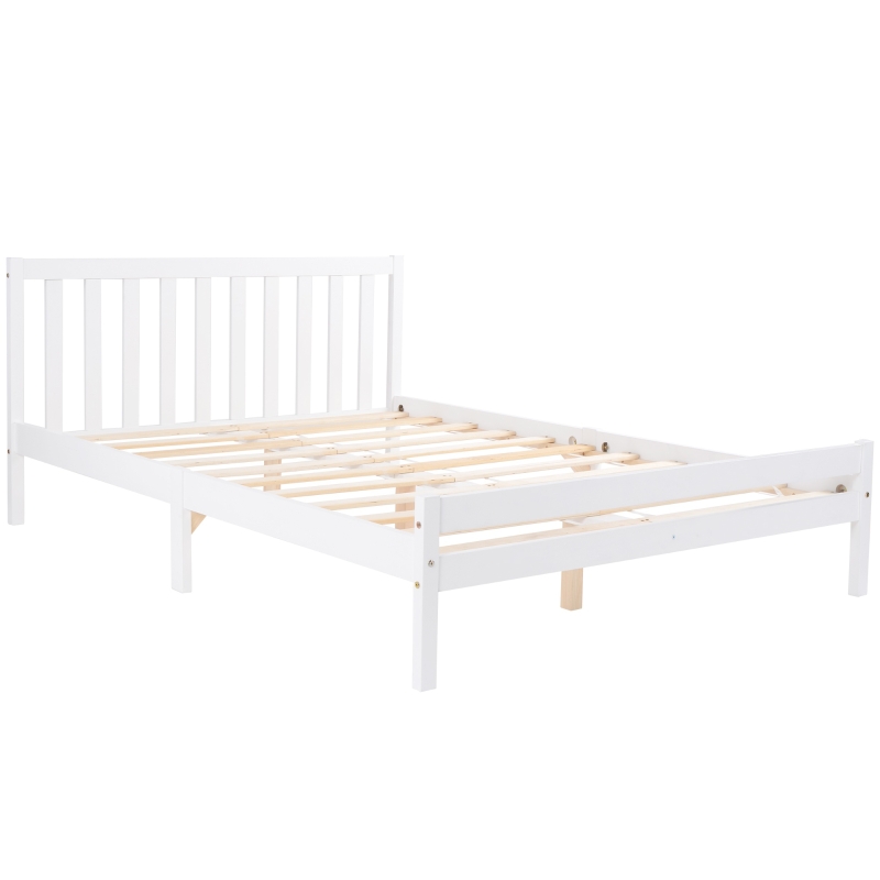 4ft6 Double Bed with Storage of 21cm Space, Premium Pine Wood Construction, Enhancing Longevity - White