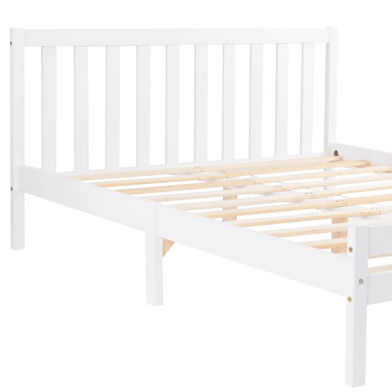 4ft6 Double Bed with Storage of 21cm Space, Premium Pine Wood Construction, Enhancing Longevity - White