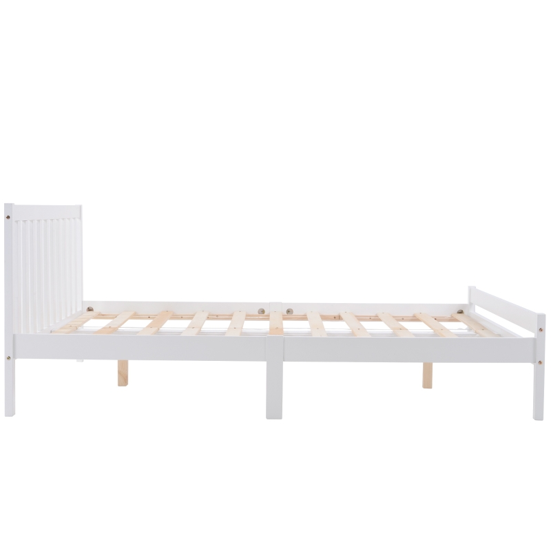4ft6 Double Bed with Storage of 21cm Space, Premium Pine Wood Construction, Enhancing Longevity - White