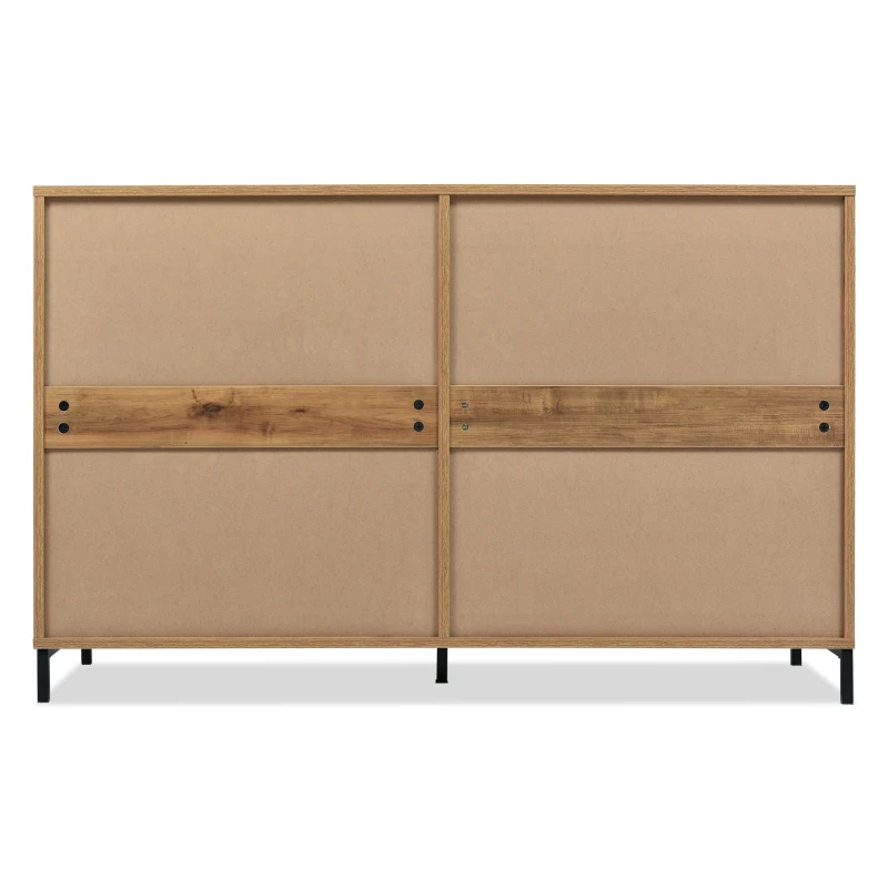 Sideboard Cabinet with Storage Drawers, Metal Cupboard Handles, Wooden Chest of Drawers for Living Room, Bedroom, 120x40x76 cm, Dark Oak