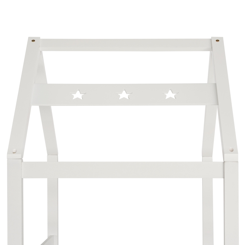 Wooden Tree House Bunk Bed with Slide and Ladder, Toddler Bed Frame for Kids, 90x190 cm, EN 747-1:2012+A1:2015 Certified, White