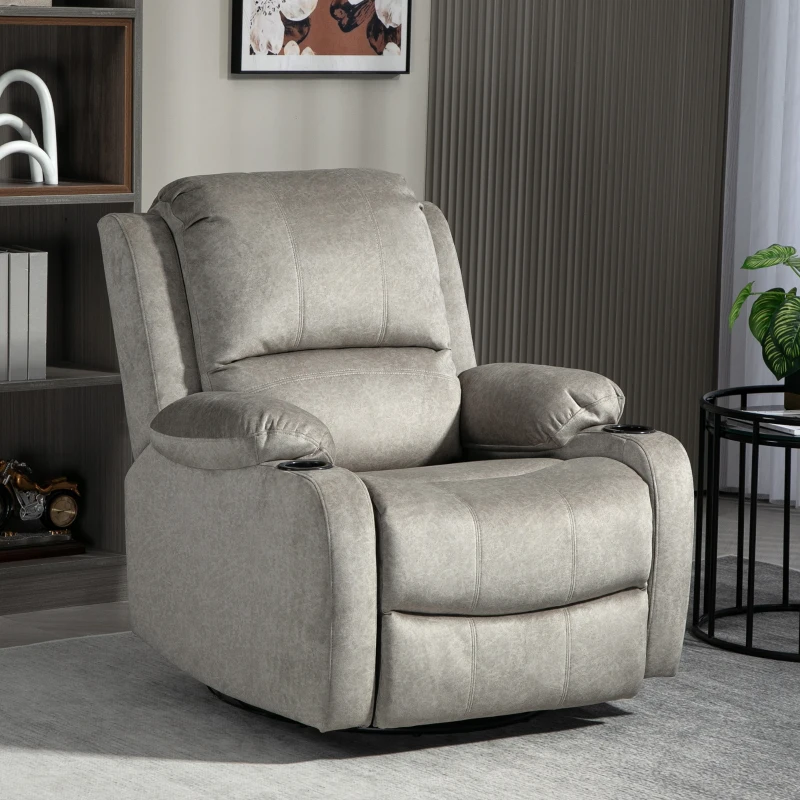 HOMCOM Relaxfauteuil met Voetensteun en Ligfunctie, incl. Bekerhouders, tot 150 kg, Bruin