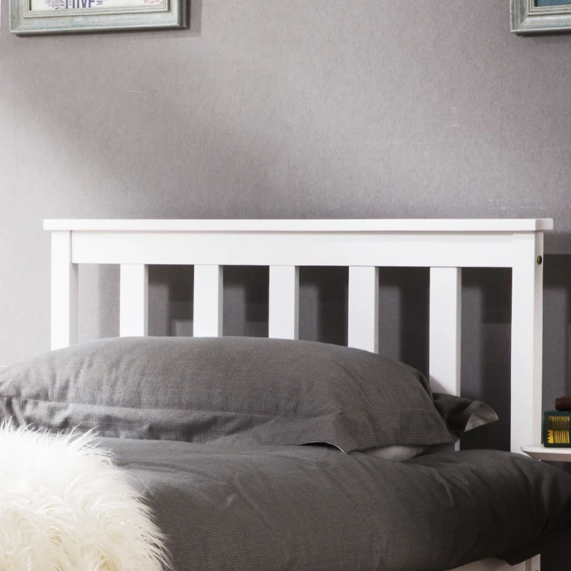 3ft Wooden Small Single Bed with Headboard and Footboard, Durable Construction, 190x90 cm, White