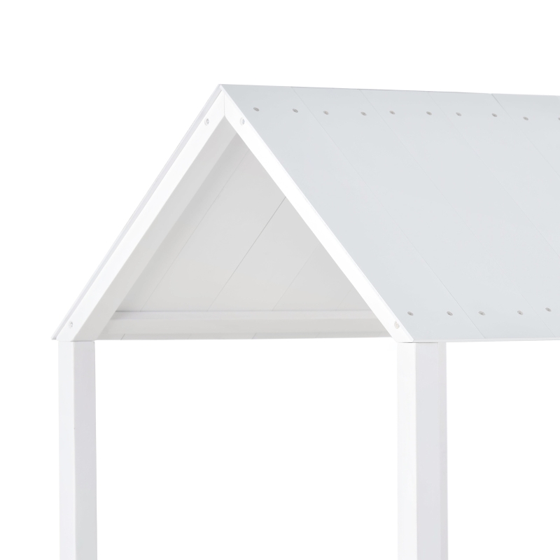 Wooden Mid Sleeper Beds with Treehouse Canopy, Ladder and Guard Rail, Bunk Beds for Kids with Space-Saving Design, 197.5x97x196 cm, White