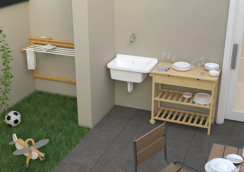 MONGARDI Lavandino pilozzo a muro con dipenser - da esterno 50x35x24