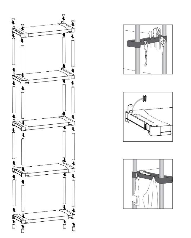 MONGARDI Scaffale in resina PVC 4 ripiani portata 80 Kg,  80x40x165 cm