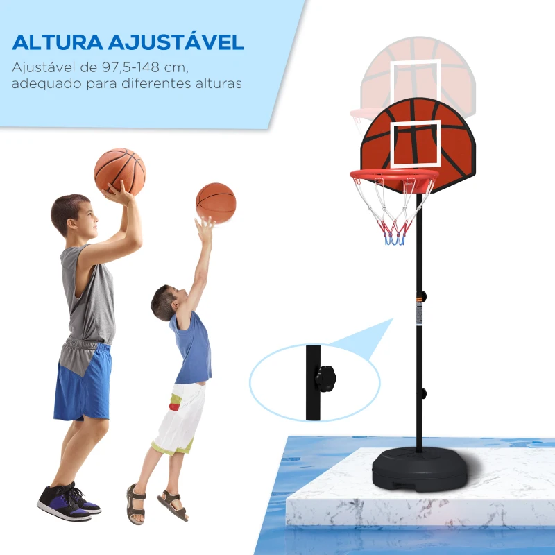 SPORTNOW Tabela de Basquetebol com Altura Ajustável 129-179 cm Aro de Basquetebol com Alvo Magnético e Dardos Ø38x129-179 cm Preto