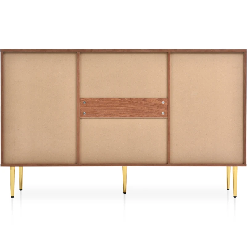 Modern Sideboard Cabinet with Adjustable Shelf, 2 Doors and 3 Storage Drawers, Freestanding Chest of Drawers for Bedroom, Living Room, Walnut