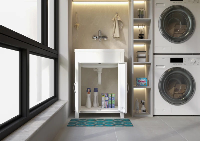 MONGARDI Mobile Lavatoio in resina per esterno-interno 60x50x85