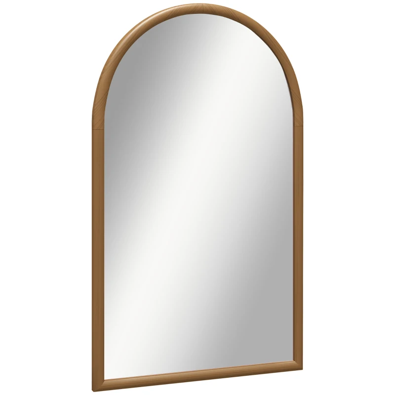 HOMCOM 110 x 65cm Wooden Arched Mirror - Natural Finish
