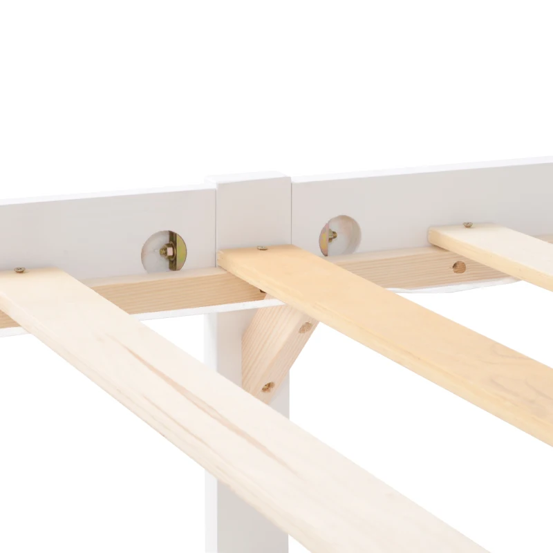 Solid Wooden Single Bed Frame 3ft with Headboard and Footboard, No Box Spring Required, Easy Assembly, 196x94x77 cm, White