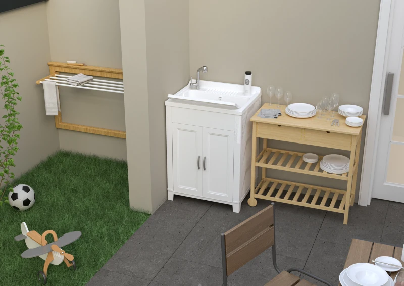 MONGARDI Mobile Lavatoio in resina per esterno-interno 60x50x85