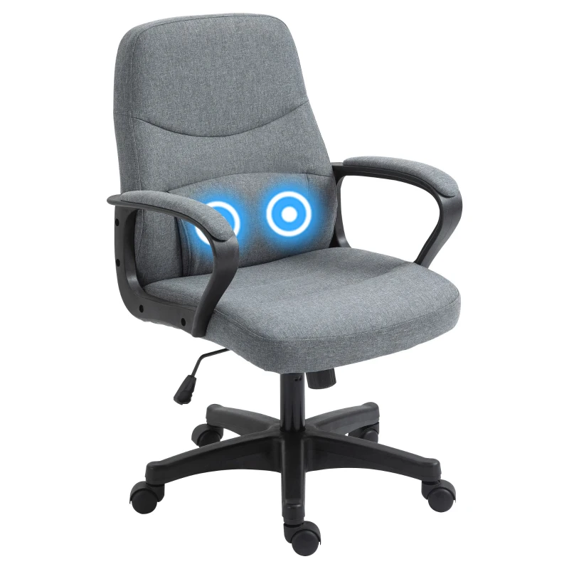 Vinsetto Office Chair, Fabric Desk Chair Mid Back Work Study Chair with Massage Lumbar Support, Adjustable Height and Swivel Wheels, Grey