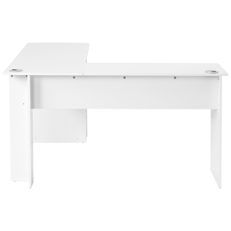 L-Shaped Corner Computer Desk, Large Home Office Desk with 2 Storage Shelves, Easy Assembly, 140x140x75 cm, White