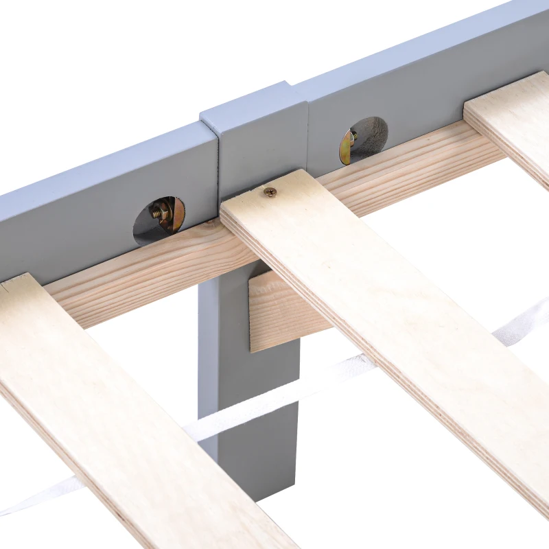 3ft Single Bed Frame with Headboard, Footboard, Wood Slat Support, Easy Assembly, Daybed for Teenagers, Adults, 196x94x77 cm, Grey