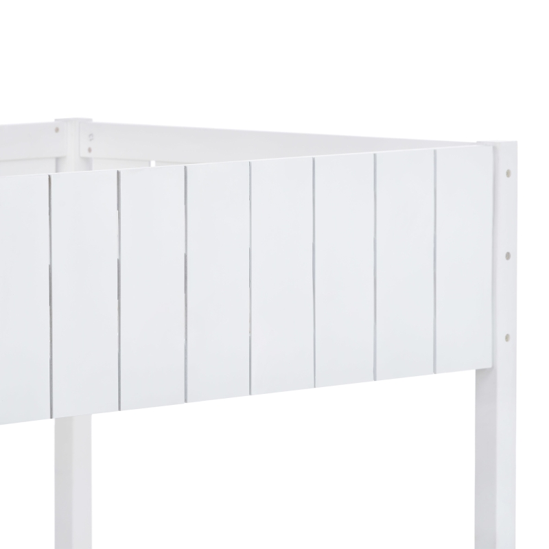 Wooden Mid Sleeper Beds with Treehouse Canopy, Ladder and Guard Rail, Bunk Beds for Kids with Space-Saving Design, 197.5x97x196 cm, White