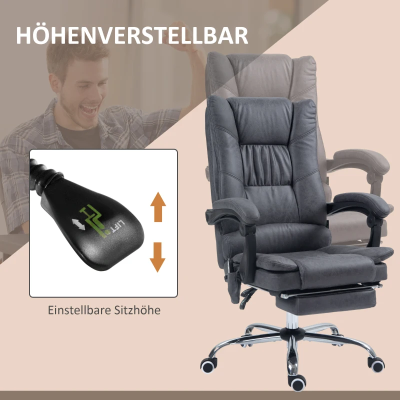 Vinsetto Massagestoel Bureaustoel met Massagefunctie, inclusief Voetensteun, Verstelbare Hoogte, 64 cm x 70 cm x 118 cm, Zwart(m-5)