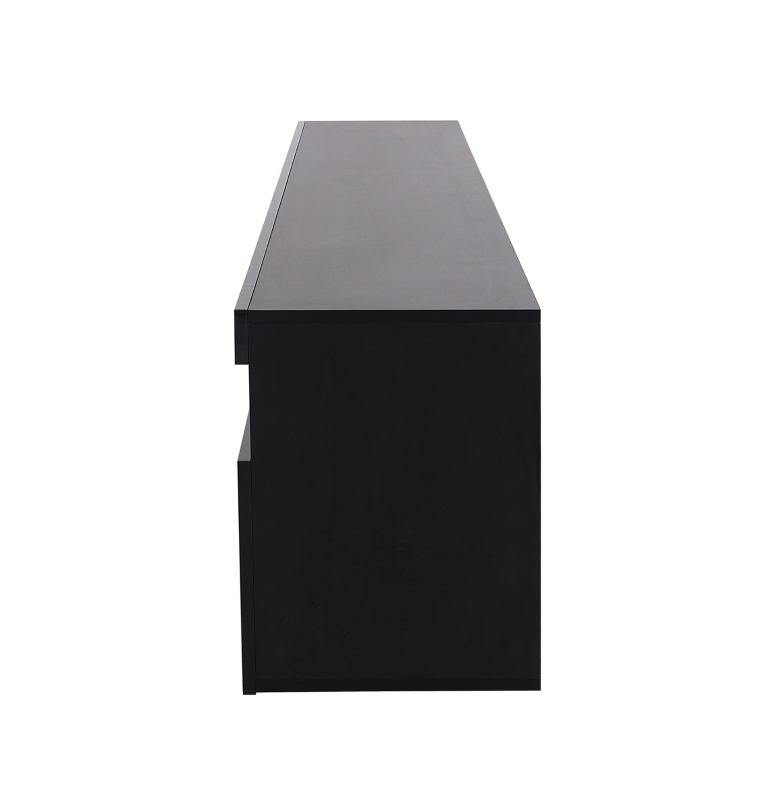 Meuble TV mobile scandinave avec éclairage LED variable et panneau lumineux pour salon et salle à manger, Noir