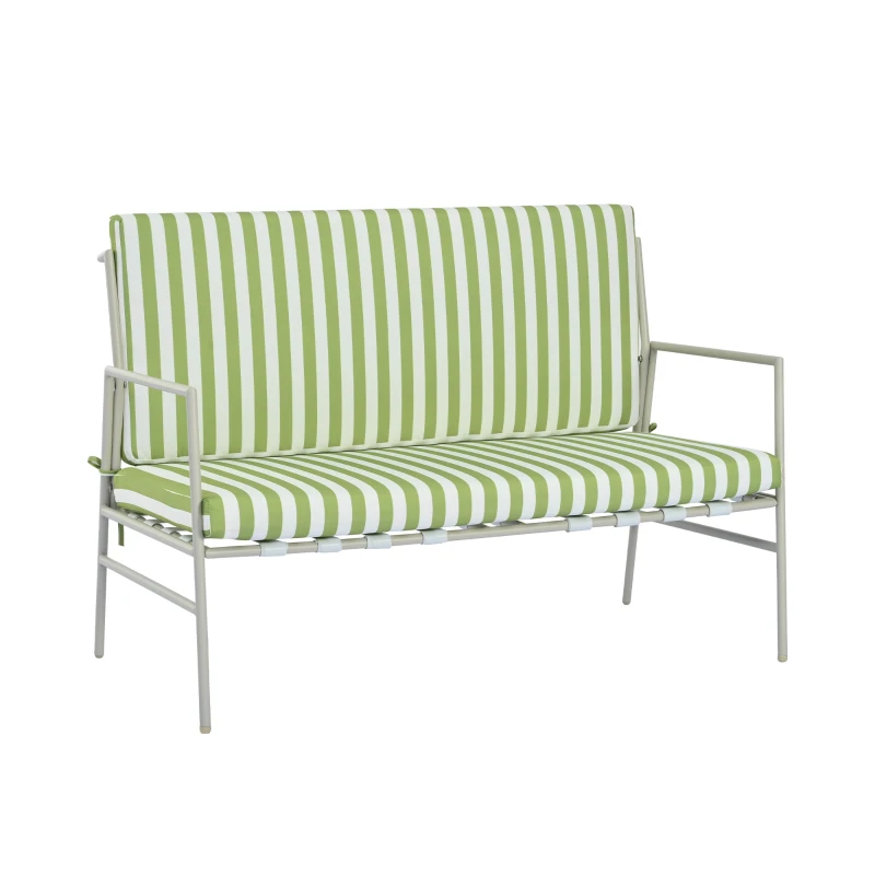 Ensemble de salon de jardin 4 places modulable en acier galvanisé avec canapés et tables basses rondes, Beige