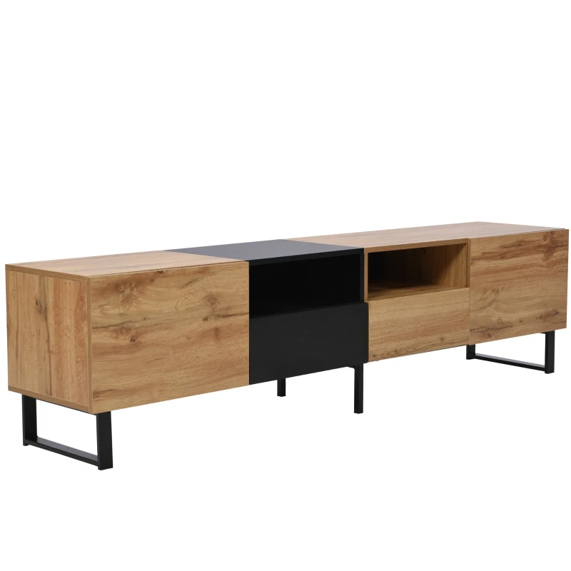 Meuble TV moderne au design robuste et scandinave, Bois Naturel