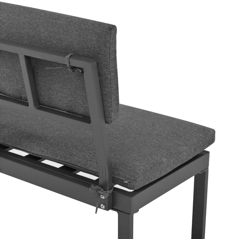 Ensemble de Jardin en Aluminium avec Table et 6 Chaises, Coussins Lavables et Table Effet Bois - Salon de Jardin 6 Places en Aluminium, Gris