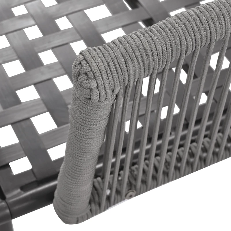 Ensemble salon de jardin modulable avec canapé, 2 fauteuils et chaise longue d'extérieur, coussins amovibles et lavables, Gris