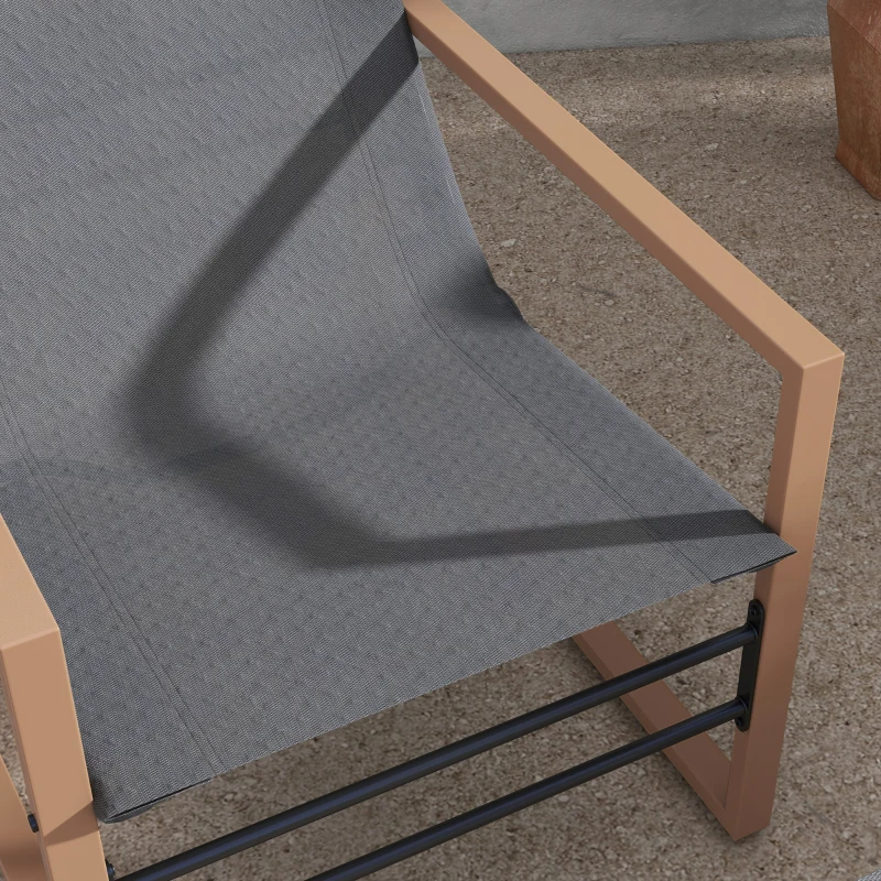 Outsunny Krzesło tarasowe z podnóżkiem, zestaw krzeseł ogrodowych, krzesło balkonowe, pokrycie siatkowe, rama metalowa, ciemnoszary