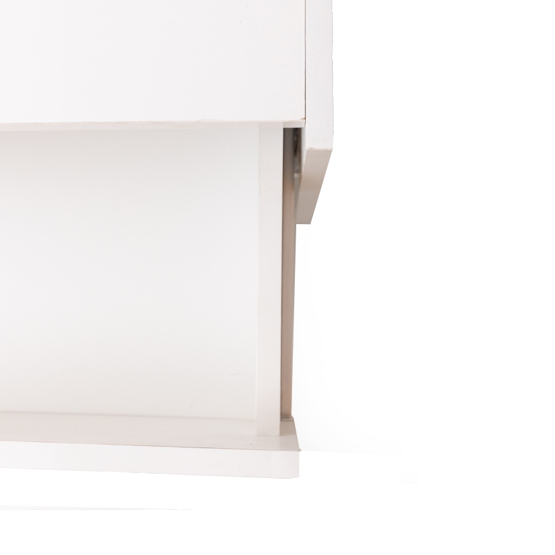 Combinaison de meuble TV mobile, design à blocs, tiroirs, étagères, divers espaces de rangement, Blanc