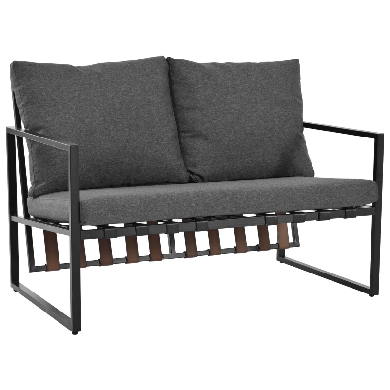 Set pentru exterior 4 piese, sticlă securizată și perne lavabile, Negru